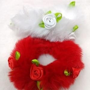 fur floral rubber bands pink peach