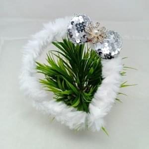 furr hair band with sequin bow white