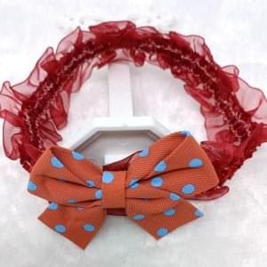 polka dot bow elastic hairband headband maroon
