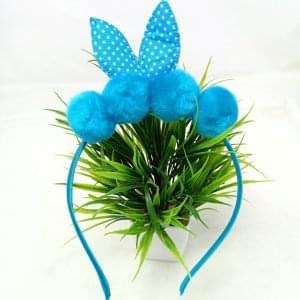 pom pom bunny ear hairband blue