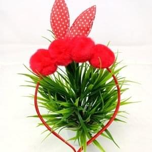 pom pom bunny ear hairband red