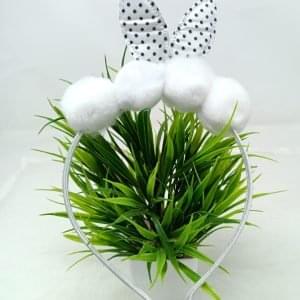 pom pom bunny ear hairband white