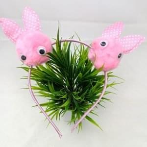 pom pom rabbit ear and eye hairband headband baby pink