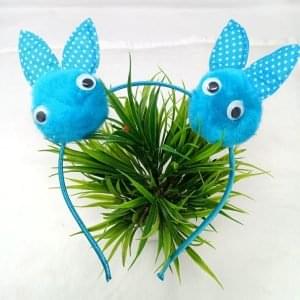 pom pom rabbit ear and eye hairband headband cyan