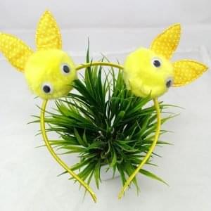 pom pom rabbit ear and eye hairband headband yellow