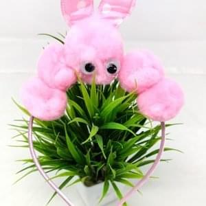 pom pom rabbit ear eye hairband headband baby pink