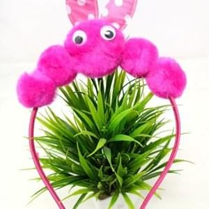 pom pom rabbit ear eye hairband headband magenta