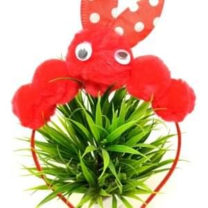 pom pom rabbit ear eye hairband headband red