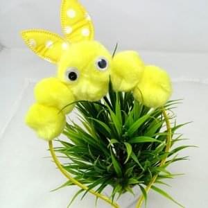 pom pom rabbit ear eye hairband headband yellow