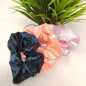 satin silk scrunchies baby pink blue