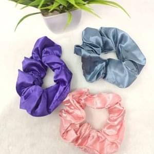 satin silk scrunchies pink blue grey