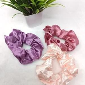 satin silk scrunchies purple pink