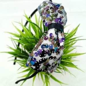 sequin bow hairband headband black