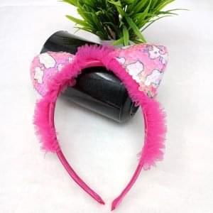 sequin cat ears fur hairband headband magenta
