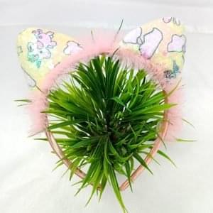 sequin cat ears fur hairband headband rose pink