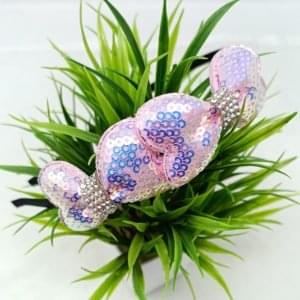 sequin double bo hairband baby pink