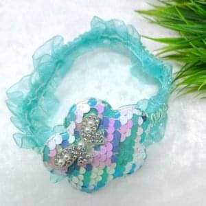 sequin flower elastic hairband cyan