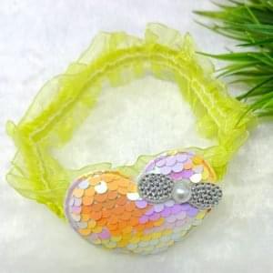sequin heart elastic hairband yellow