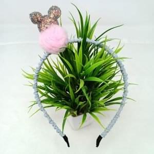 sequin mickeymouse pom pom hairband light blue