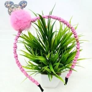 sequin mickeymouse pom pom hairband pink