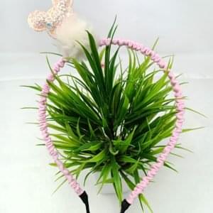 sequin mickeymouse pom pom hairband pink cream