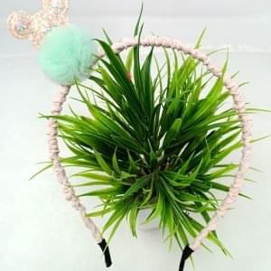 sequin mickeymouse pom pom hairband teal