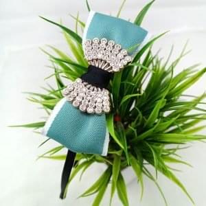 sequins stone embellished bow hairband sky blue