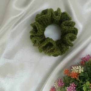 Olive Green Crochet Scrunchies
