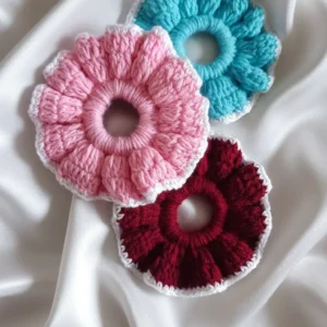 3 crochet scrunchies