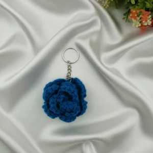 crochet blue key chain