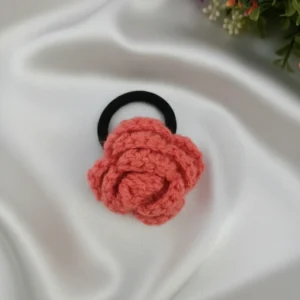 crochet hot pink rose rubber band