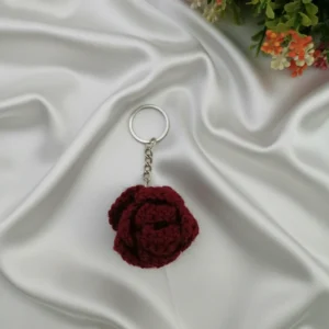 crochet maroon rose key chain