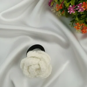 crochet white rose rubber band