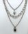 Silver Western Style lock pendant chain long 3 line three layer Multi layered chain for Women and Girls (Pack of 1 pc)