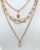 Gold Plated Western Style lock pendant chain long 3 line three layer Multi layered chain for Women and Girls (Pack of 1 pc)