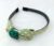 Dark Sea Green & White Knotty Ribbons Polka Dot Printed Bow Hairband Headband