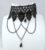 Black Unique Shaped Fabric Choker Necklace Adjustable Fancy Party Wear Fabric Choker for Women
