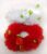 Red, White Fluffy Fur Floral Rubber Bands Hair Ponytail for Kids Girls and Women (Pack of 2 pcs)