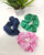 Green, Blue, Pink Satin Silk Scrunchies Hair Ponytail Holder for Kids Girls and Women (Pack of 3 pcs)