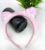 Baby Pink Sequin Cat Ears Fur Hairband Headband for Women and Girls (Pack of 1 pc)