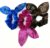 Magenta, Blue, Brown Velvet Bunny Ear Knotted Hair Scrunchie Hair Ponytail for Kids Girls and Women (Pack of 3 pcs)