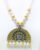 Half Circular Shape Yellow Pendant Necklace with Fish Hooks Earrings for Women & Girls, Yellow Pearl Bead Necklace (Pack of 1 pc)